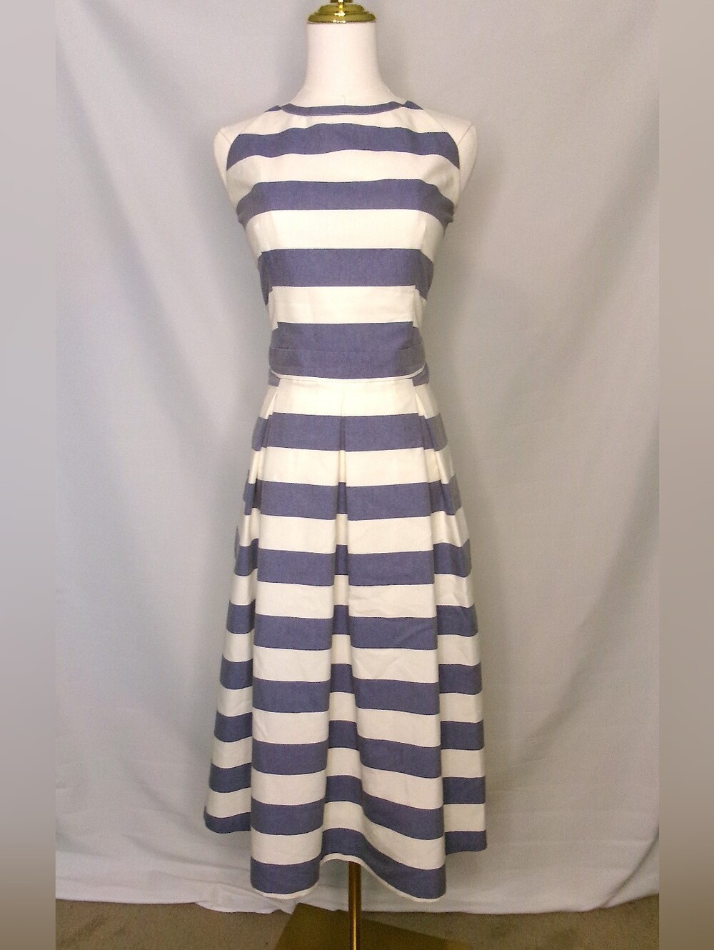 The Limited Blue White Striped Pleated Maxi Dress Size 8 Nautical Coastal